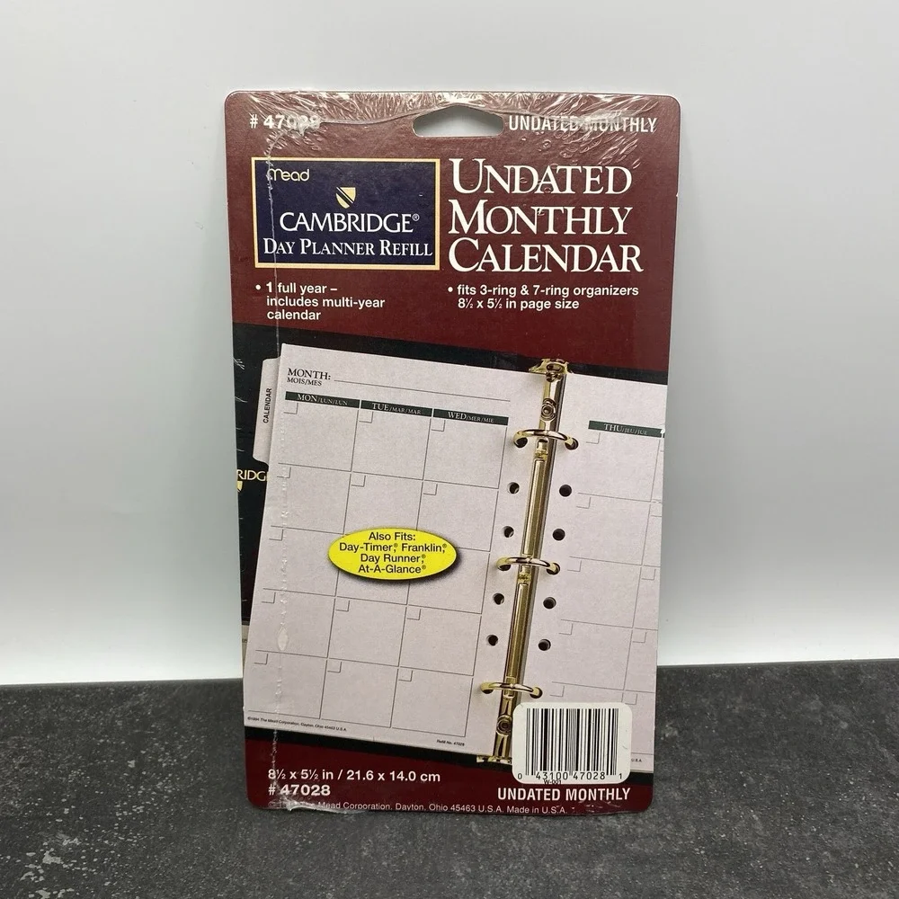 Vintage 90's Cambridge 47062 Blue Canvas Tan Planner Organizer 3 Ring Binder